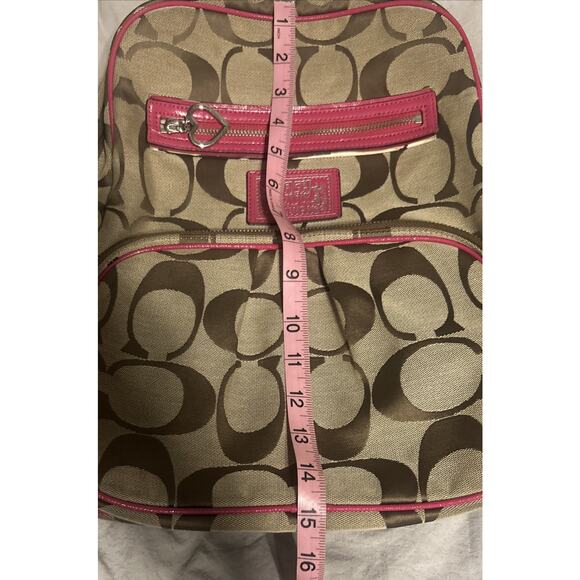 Authentic Coach Signature Poppy Backpack Tan Canvas/Pink Leather Trim F22948 - Picture 14 of 16